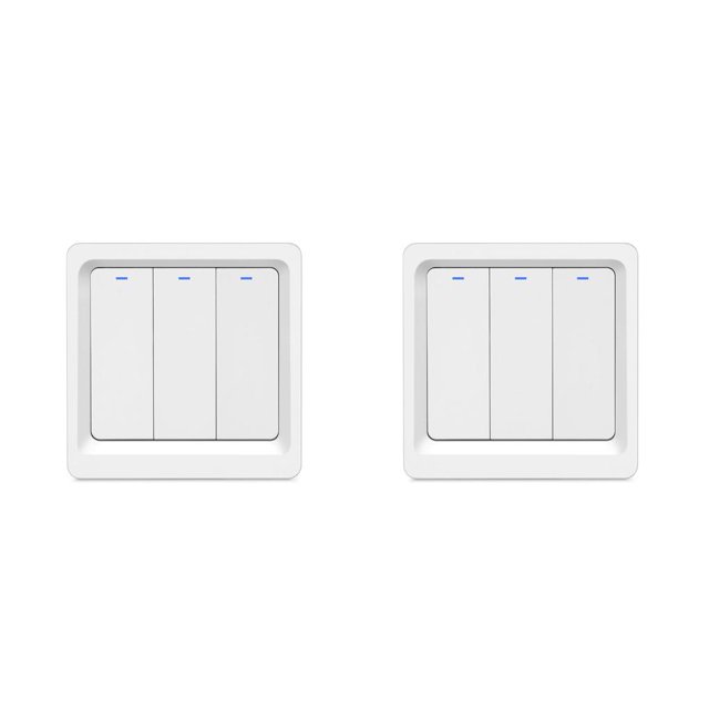 Naiovety Interruptor de botón, ligero, inalámbrico, Control de voz, tres bandas, interruptores de luz, dispositivo de iluminación para sala de Tipo de llave de tres vías 2piezas Naiovety CBP496672