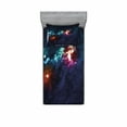 thumbnail image 2 of Space Bedding Set with Sheet & Covers, Galactic Image on Milky Way with Colorful Alluring Cosmos Display Artwork Print, Printed Bedroom Decor 2 Shams, 4 Sizes, Magenta Blue, by Ambesonne, 2 of 3