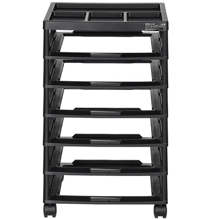 Scrapbook Rolling Storage Cart - 6 Tier Large Capacity Black Craft Cart with Organizer Top