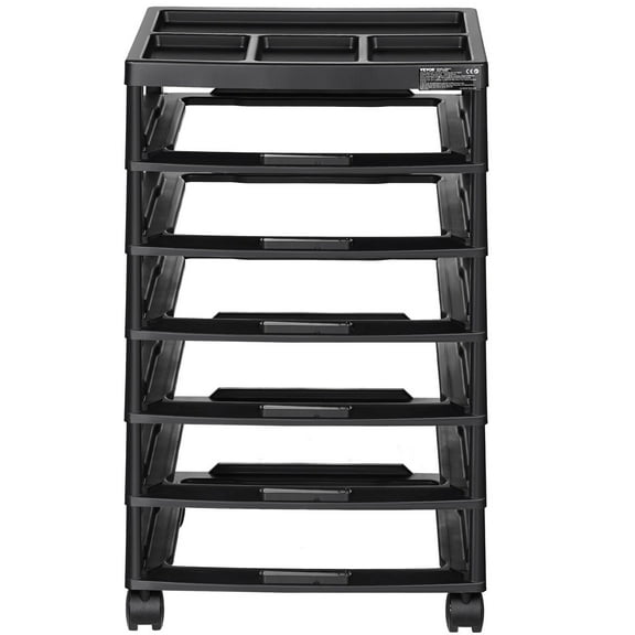 Scrapbook Rolling Storage Cart - 6 Tier Large Capacity Black Craft Cart with Organizer Top
