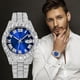 thumbnail image 3 of Reloj de cuarzo para hombre, relojes de moda para hombre, reloj de acero inoxidable, informal, de pulsera, de cristal, 3 of 5