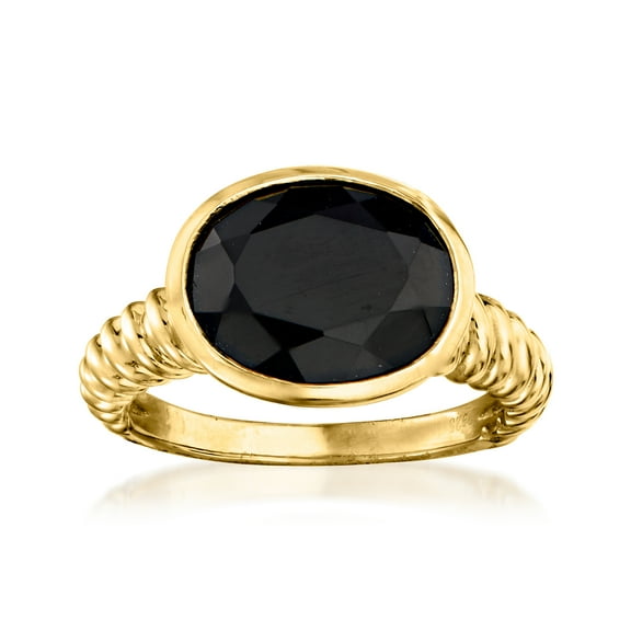 Ross-Simons Black Onyx Ring in 18kt Gold Over Sterling, Women's, Adult