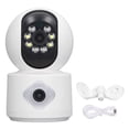 thumbnail image 1 of Cámara de seguridad para el hogar de 2 MP con doble lente, visión nocturna, control remoto, detección de movimiento, cámara inalámbrica WiFi, 1 of 14