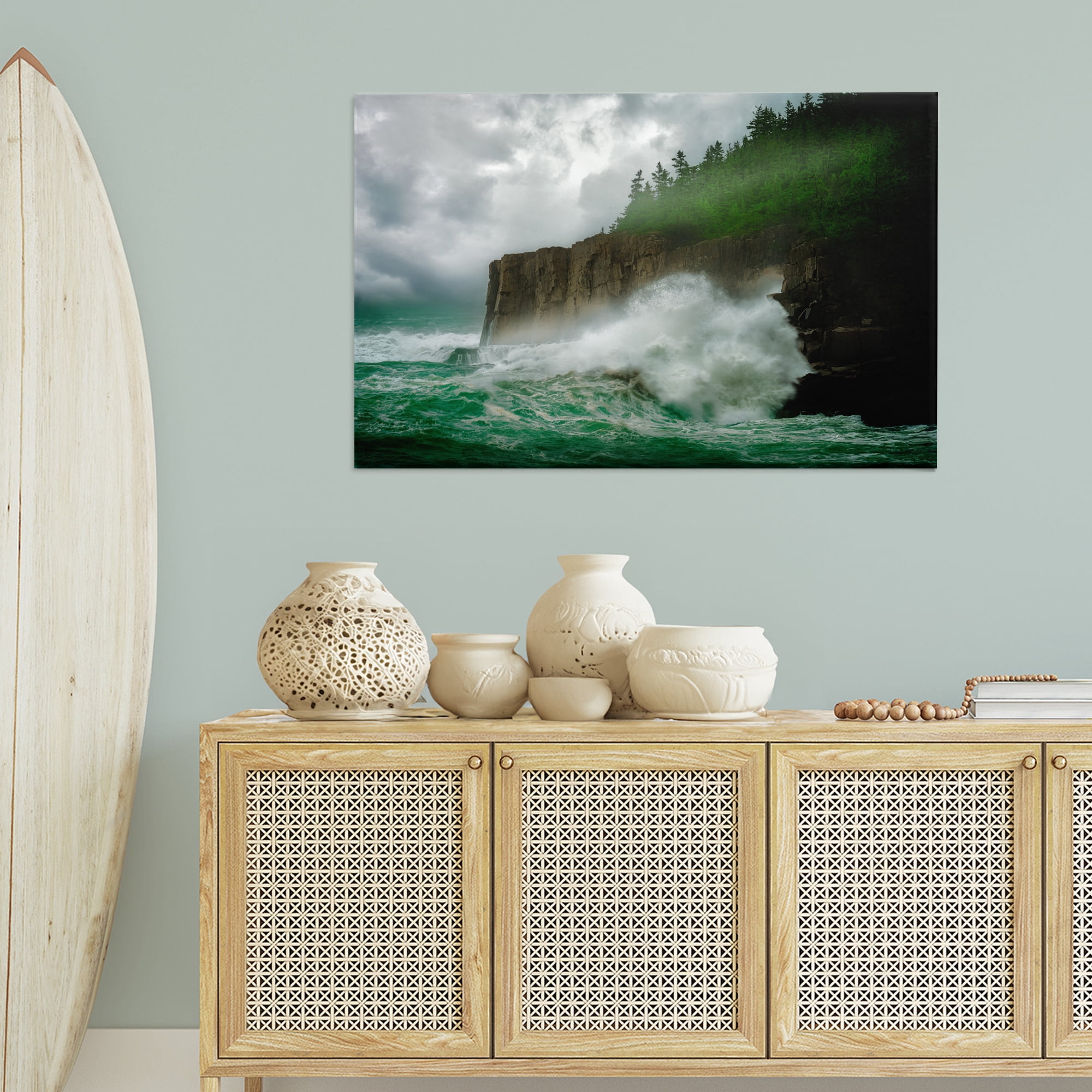 Stupell Industries Rushing Water Crashing Nautical & Beach Photography Wrapped Canvas Art Print Wall Art, 45 x 30