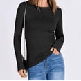 thumbnail image 5 of GSUNSOX Women's Ribbed T-Shirt, Casual, Long Sleeve, Slim Fit, Black, Size S, 5 of 7