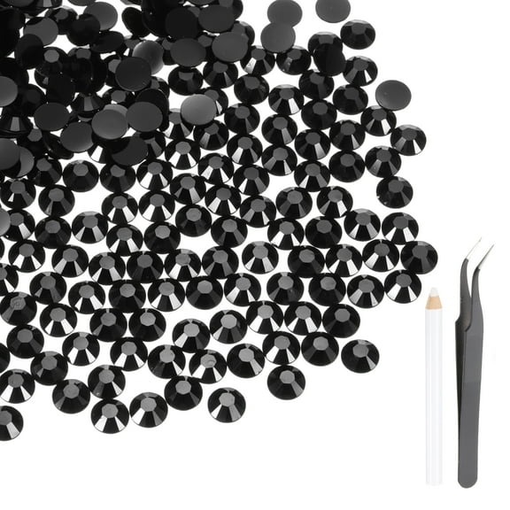 Uxcell 3000 Pcs Flatback Crystal Rhinestones, Resin Crystal Gems with Tweezer Dotting Pen Non Hotfix for Bedazzling Tumblers Mugs Bottles Nail DIY Crafts(SS16 4mm, Black)