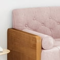 thumbnail image 3 of Noble House Nathanial Tufted Fabric Sofa, Light Blush and Dark Walnut, 3 of 12