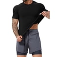 thumbnail image 3 of Deago Men's Workout Slim Fit T Shirts Short Sleeve Gym Bodybuilding Muscle Shirt Athletic Fitness Tee Tops (Black, XL), 3 of 7
