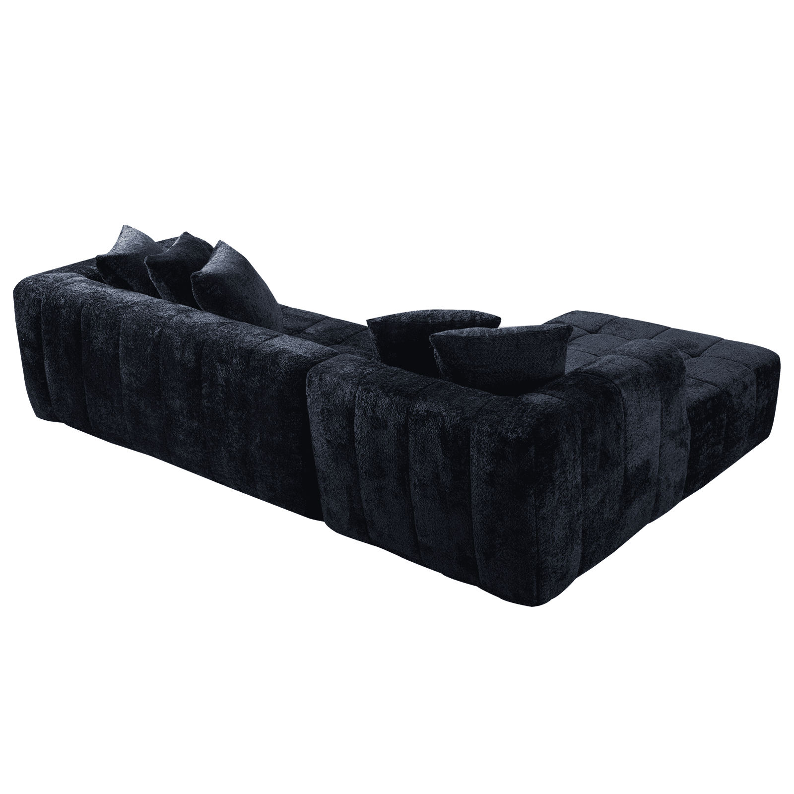 107.9 Inch Cloud Modular Sectional Sofa Couch with L-Shape Chaise, Deep Seat Corner Couch for Living Room Bedroom No Assembly Needed, Black