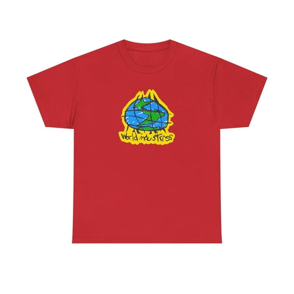 World Industries Globe Sketch Classic Skateboarding Design T Shirt Tee - Red / L
