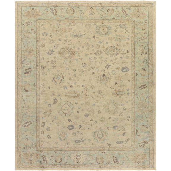 Hauteloom Fezoj Wool Living Room, Bedroom Area Rug - Traditional - Sage, Beige, Dark Brown - 2' x 3'