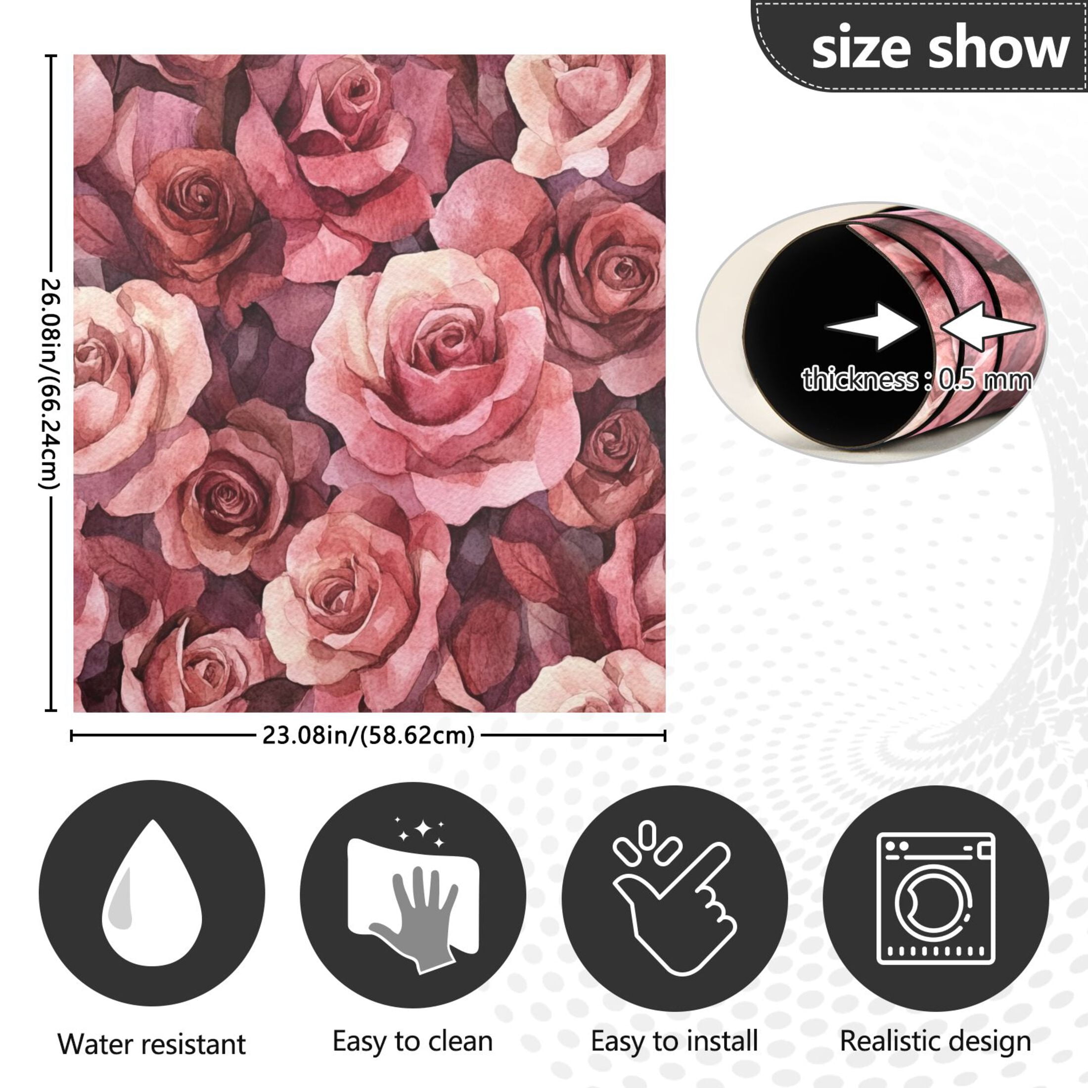 Dishwasher Magnetic Sticker 23x26 Inch Refrigerator Magnetic Sticker Washing Machine Magnetic Sticker Kitchen Panel Magnetic Sticker Home Decor Cartoon Maroon Roses