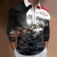 thumbnail image 2 of Mens Polo Shirts Fashion Spring Summer Casual Simple Leisure New Breathable Christmas Printed Long Sleeved Pullover Zipper Top, 2 of 4