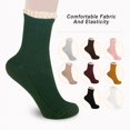 thumbnail image 5 of Women Socks Lace Ruffle Frilly Turn Cuff Casual Ankles Socks Vintage Lovely Double Needle Lady Socks 3Pairs ﻿, 5 of 7