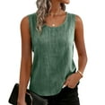 thumbnail image 5 of longantii Cotton Linen Tank Tops for Women Fashion Loose Fit Causal Sleeveless Summer Shirts Crew Neck Gauze Camisole Clothes Army Green L, 5 of 8