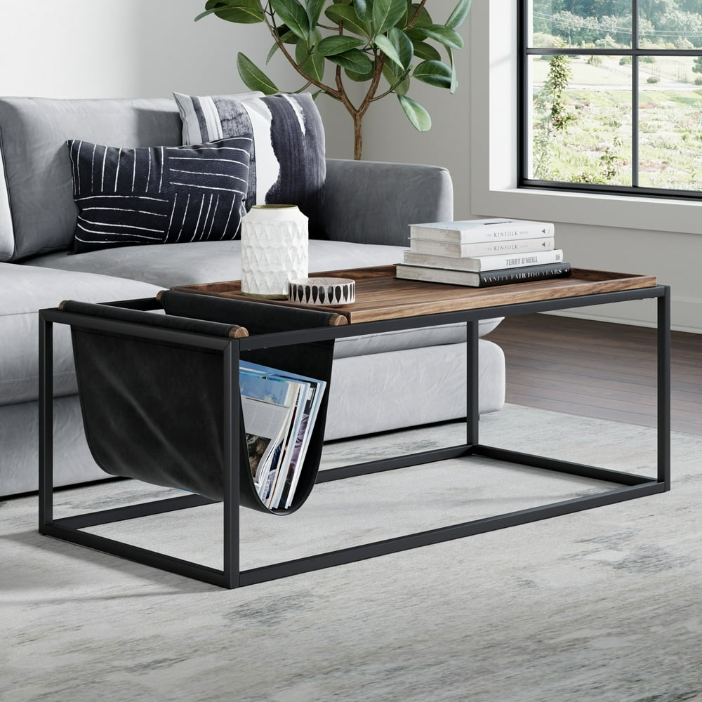 Nathan James Felix MidCentury Coffee Table with Black Metal Frame