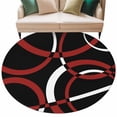 thumbnail image 2 of Round Area Rugs Collection 6 Ft, Red Geometric Non-Slip Residential Carpet, Vintage Abstract Stripes Aesthetic Art Indoor Crawling Mats Runner Rugs for Living Room/Dining Room/Bedroom, 2 of 8