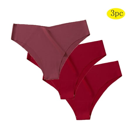 Scyoekwg Women s Underwear Bikinis Briefs Fashion Butt Lifting Breathable Ladies Panties Solid Color Low Waisted Hipster Panties Bikini Underwear Briefs Pack of 3(Wine 4XL)