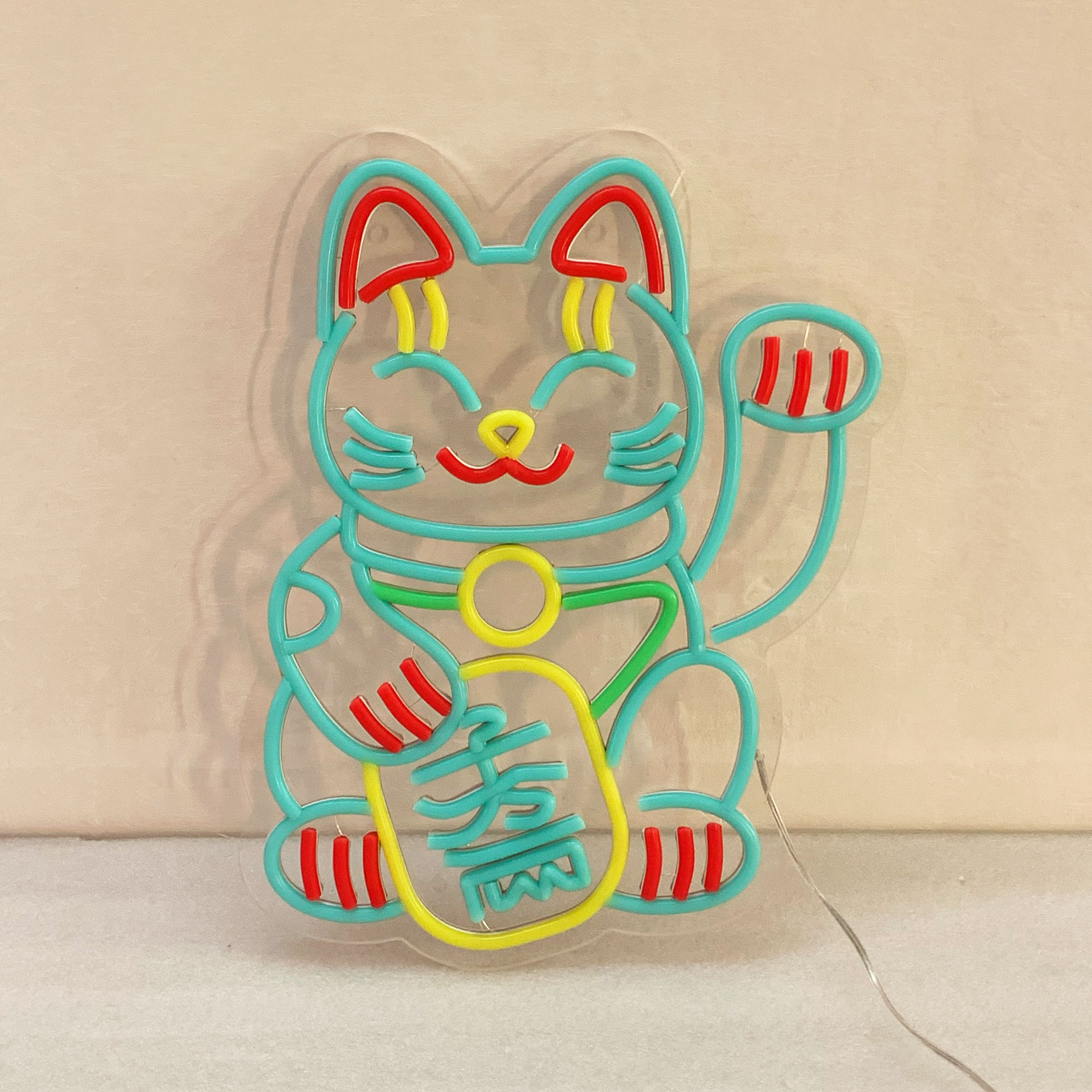 Lucky Cat Neon Sign – Japanese Fortune Cat LED Light for Shop Window Display, Restaurant Decor, Bar Sign, Good Luck Business Gift