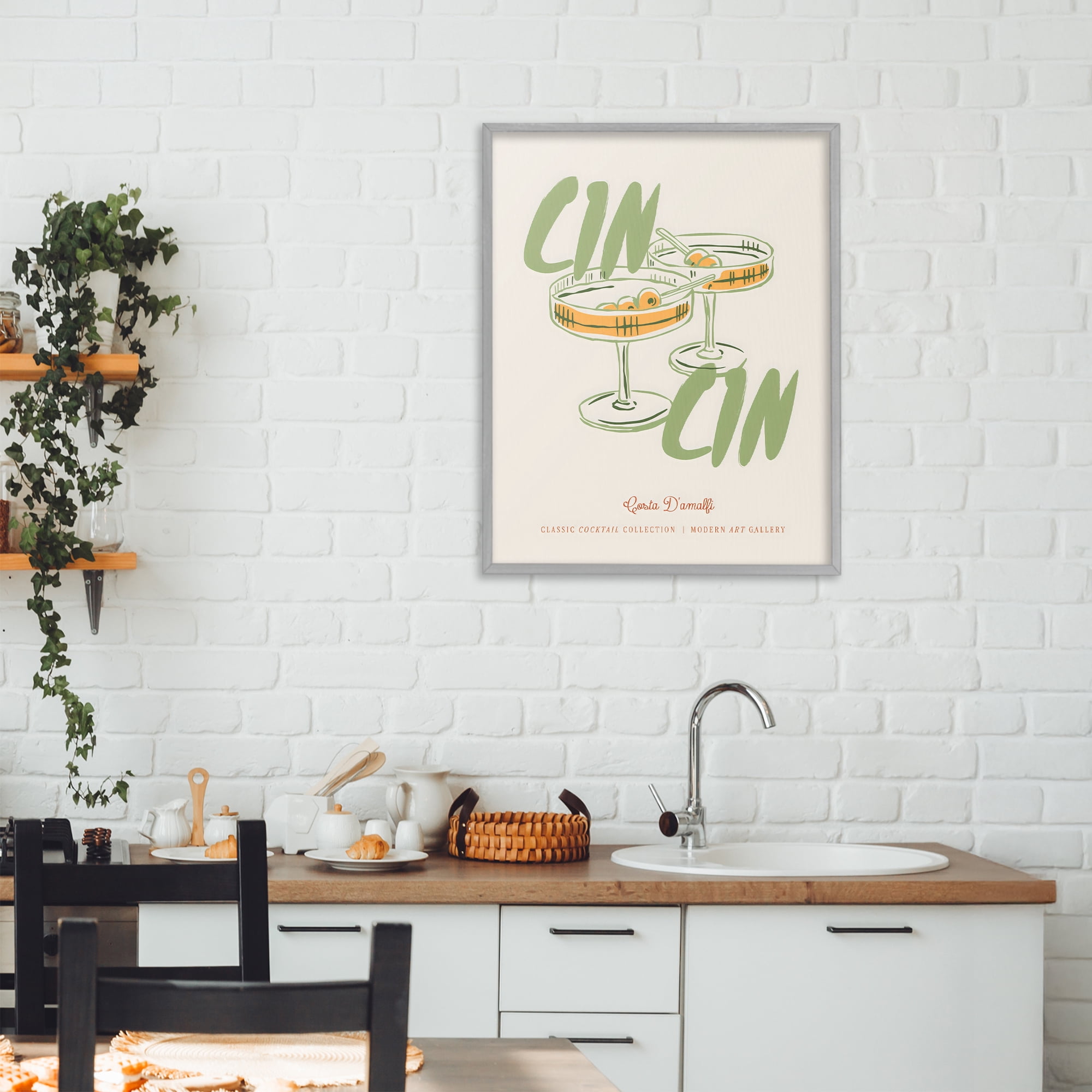 Stupell Industries Cin Cin Amalfi Cocktail Gray Framed Giclee Art, design by The Prints Vibe