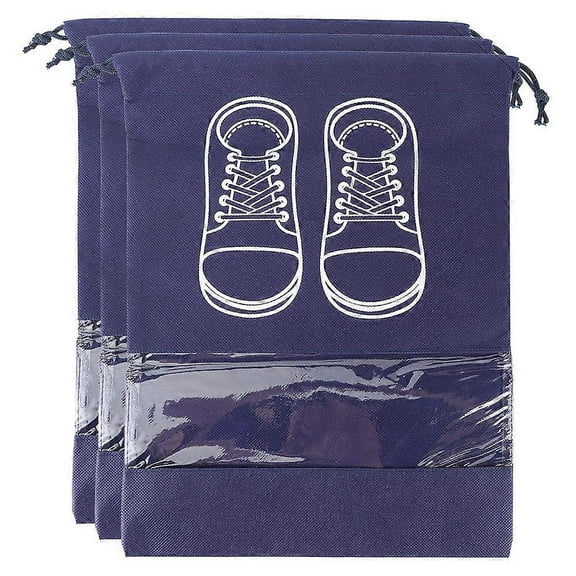 3Pcs Portable Fabric Shoes Storage Drawstring Bag Organizer (NonWoven Shoes Bag, M, With Printing )