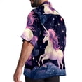 thumbnail image 3 of Starry Unicorn Men's Short Sleeve Poplin Shirts, Casual Printed Button Down Tops for Summer Beach, Unisex with Spread Collar, 3 of 6
