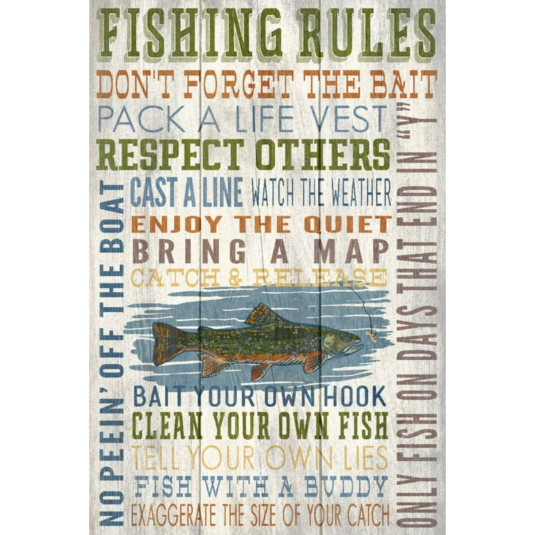 Fishing Rules, Rustic Typography (100% Cotton Tea Towel, Decorative Hand  Towel, Kitchen and Home) 