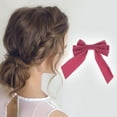 thumbnail image 2 of Unique Bargains 1 Pc Grace Bow Ribbon Duckbill Hair Clips for Home Rose Red Pink, 2 of 5