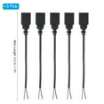 thumbnail image 2 of Uxcell 1Ft USB 2.0 hembra a 2 pines cable pigtail de alambre desnudo, 5 piezas de cables de alimentación de extensión 22AWG, negro, 2 of 5
