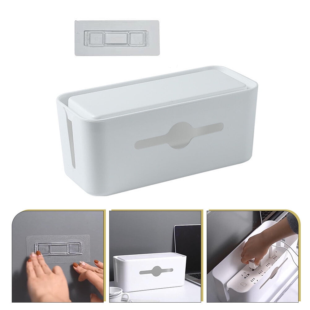 HORIALENCE 1Pack White Rectangular ABS Cable Management Box for Desk Cord Organizer 11.8X5.3X5.1in