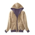 thumbnail image 5 of Savings Women's Thermal Sherpa Fleece Lined Hooded Coat Long Sleeve Zip up Kangaroo Pocket Solid Warm Jacket Purple,S, 5 of 6