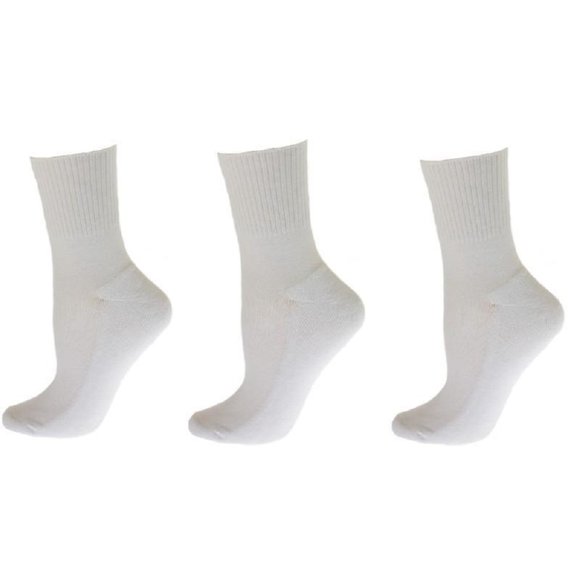 Sierra Socks Chaussettes pour Femmes Diabétiques en Coton Cheville Sans Coutures Bout Semelle Coussinée Couleurs Unies (9-11, Blanc)