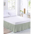 thumbnail image 2 of Sage Green Buffalo Plaid Bed Skirt Cal King Size, Farmhouse Green White Checkered Wrap Around Bed Skirting with Adjustable Elastic Strap, Dust Ruffled Pleated Bedskirts 18 Inch Drop for Bedroom Beds, 2 of 9
