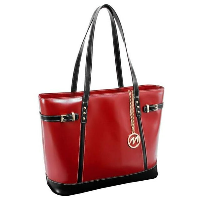 Serafina Leather Shoulder Tote, Red