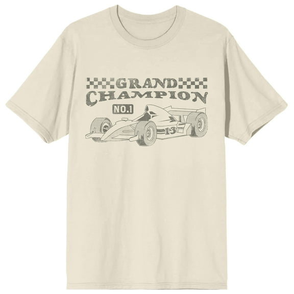 Vintage Formula Racing Grand Champion Crew Neck Short Sleeve Natural Men's T-shirt-Medium
