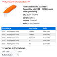 thumbnail image 2 of Front Left Reflector Assembly - Compatible with 2022 - 2023 Hyundai Kona Sport Utility, 2 of 2