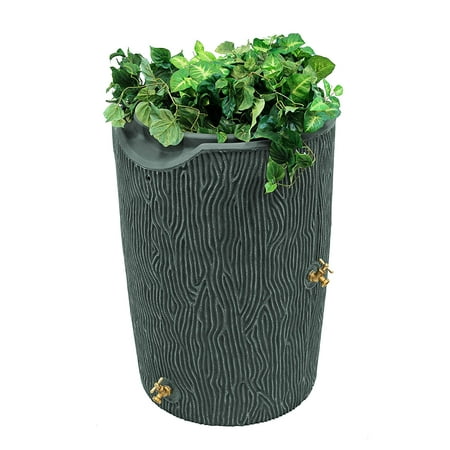 Good Ideas IMP-C90-GRY Impressions Bark 90 Rain Barrel, Gray