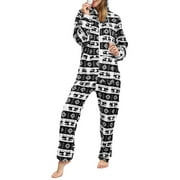 Aunavey Women's Flannel Hooded One Piece Pajama Jumpsuit Fleece Christmas Onesie