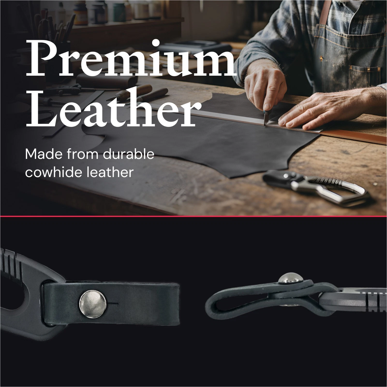 KOVA EDC Carabiner Keychain - Hunting Camping Titan Hook Black - Bottle Opener Cutter