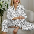 thumbnail image 6 of Uemuo Black White Music Pattern Womens Pajama Sets,PJ Set for Women,Pajamas for Women Logo,Long Sleeve Pajama Set for Women,Soft Long Sleeve Top With Pants-Small, 6 of 9