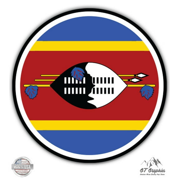 Swaziland Flag - 5" Vinyl Sticker - For Car Laptop I-Pad - Waterproof Decal