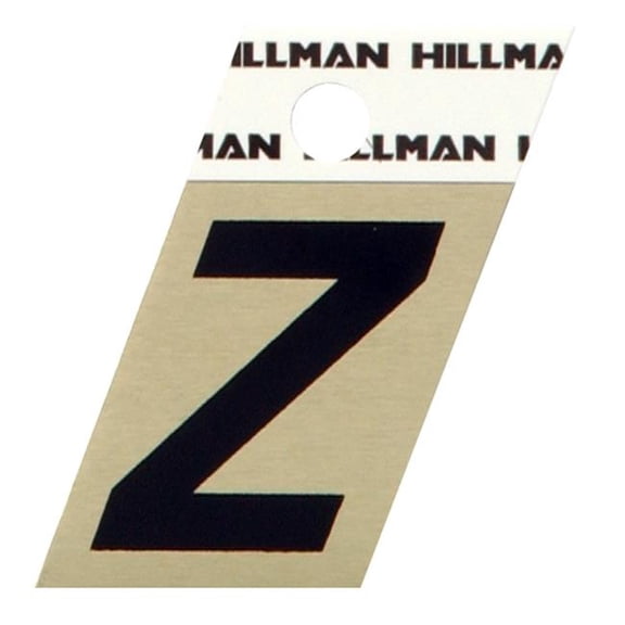 Hillman Group 840544 1.5 in. Black & Gold Glossy Aluminum Angle-Cut Adhesive Letter - Z - 6 Piece