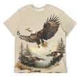 thumbnail image 3 of LAOLIUSN Funny USA Bald Eagle T-Shirt American Flag Style Graphic Tee Shirt，S-4XL, 3 of 7