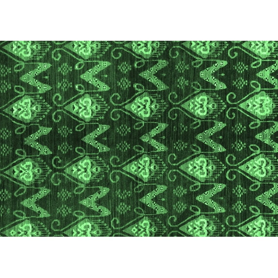 Ahgly Company Indoor Rectangle Abstract Emerald Green Modern Area Rugs, 5' x 7'
