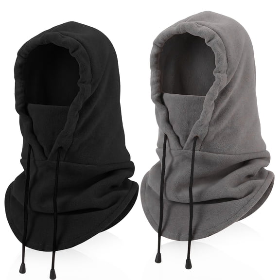 Bocaoying 2-Pack Fleece Balaclava for Men & Women, Windproof Ski Mask with Drawstring, Thermal Winter Face Cover for Cold Weather Cycling, Commuting & Outdoor Sports