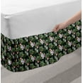 thumbnail image 2 of Tropical Bed Skirt, Pattern of Bouquet with Exotic Flowers Leaves Palms and Flamingos, Elastic Bedskirt Dust Ruffle Wrap Around for Bedding Decor, 4 Sizes, Hunter Green Multicolor, by Ambesonne, 2 of 2