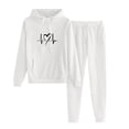 thumbnail image 2 of DPTALR Women's Casual Printed Hooded Drawstring Loose Long Sleeve Sweatshirt Tops And Long Pants Set Suits, 2 of 4