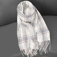 thumbnail image 2 of Vibrex Women's Fringe Scarf Winter Scarf for Women Windproof Warm Tassel Scarves Plaid Long Shawl for Cold Weather Women's Fashion Scarves Long Shawl Winter Thick Warm Knit Large Plaid Scarf, 2 of 4