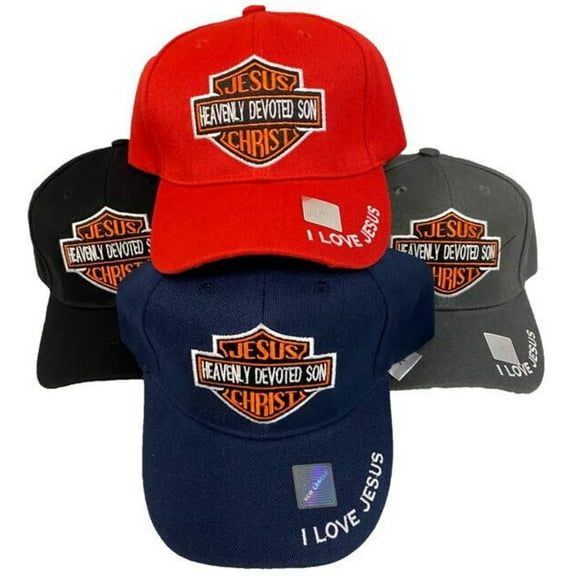 JESUS CHRIST HEAVENLY DEVOTED SON Adjustable Embroidered Cap Hat Black