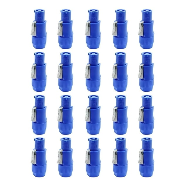20 Conectores Macho Powercon para Luces de Escenario, Adaptador de Enchufe de Alimentación, Entrada de Alimentación Azul.